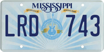 MS license plate LRD743