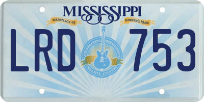 MS license plate LRD753
