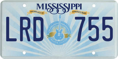 MS license plate LRD755