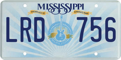 MS license plate LRD756