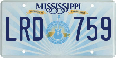 MS license plate LRD759