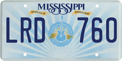 MS license plate LRD760