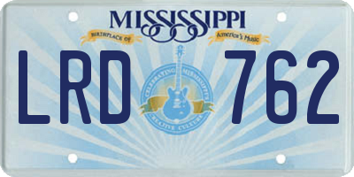 MS license plate LRD762