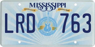 MS license plate LRD763
