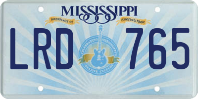 MS license plate LRD765