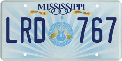 MS license plate LRD767