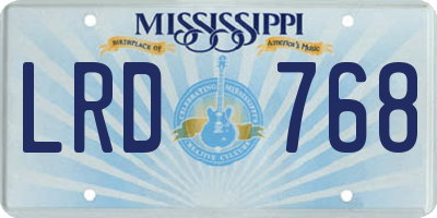 MS license plate LRD768