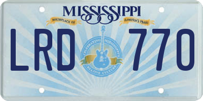 MS license plate LRD770