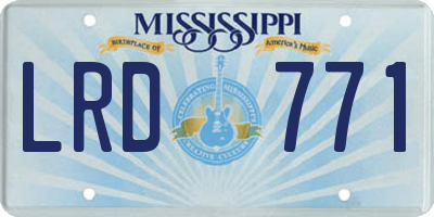 MS license plate LRD771