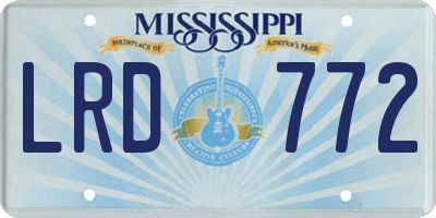 MS license plate LRD772