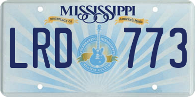 MS license plate LRD773