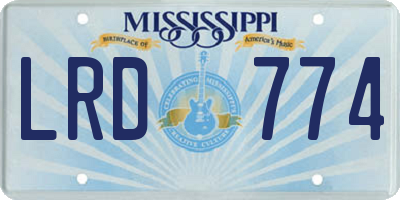 MS license plate LRD774