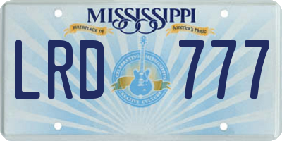 MS license plate LRD777