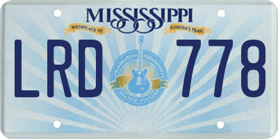 MS license plate LRD778