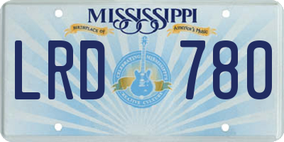 MS license plate LRD780