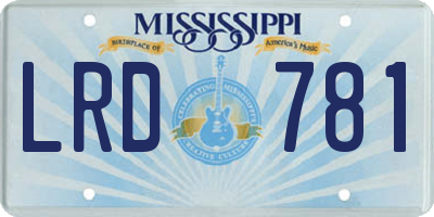 MS license plate LRD781
