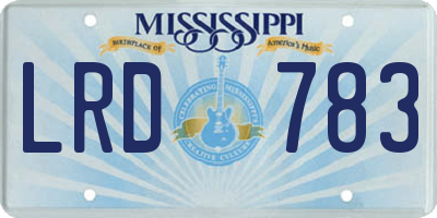 MS license plate LRD783