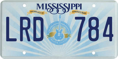 MS license plate LRD784