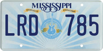 MS license plate LRD785
