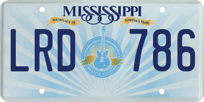 MS license plate LRD786