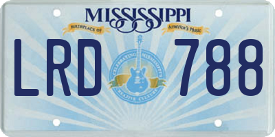 MS license plate LRD788