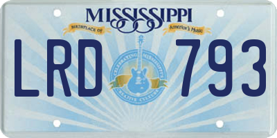 MS license plate LRD793