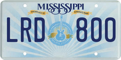 MS license plate LRD800