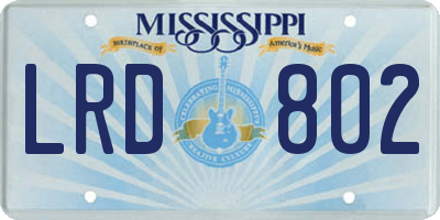 MS license plate LRD802