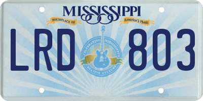 MS license plate LRD803