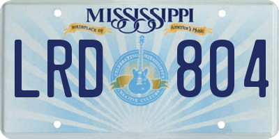 MS license plate LRD804
