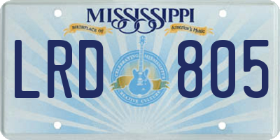 MS license plate LRD805