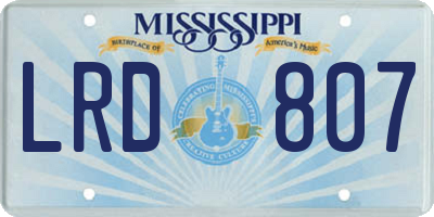 MS license plate LRD807