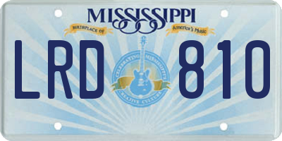MS license plate LRD810