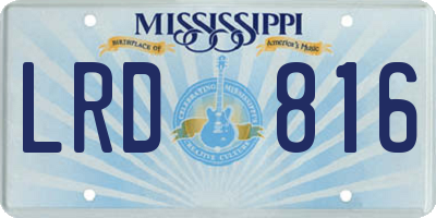 MS license plate LRD816