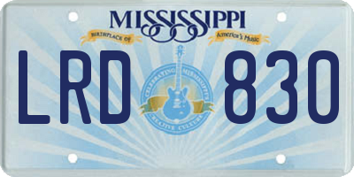MS license plate LRD830