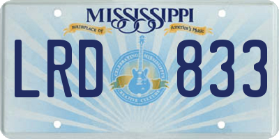 MS license plate LRD833