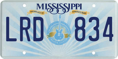 MS license plate LRD834