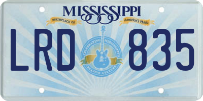 MS license plate LRD835