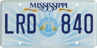 MS license plate LRD840