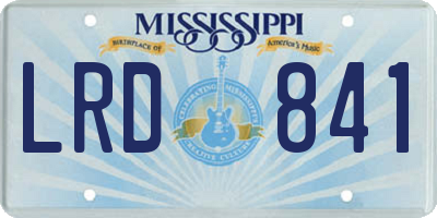 MS license plate LRD841