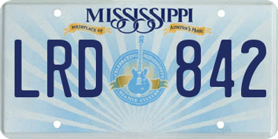 MS license plate LRD842
