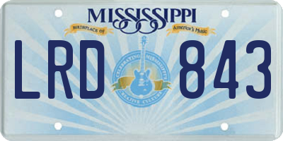 MS license plate LRD843