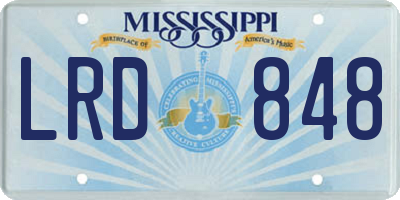 MS license plate LRD848