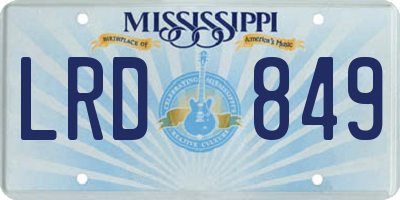 MS license plate LRD849