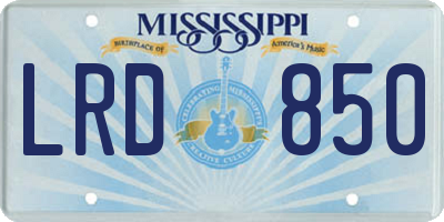 MS license plate LRD850