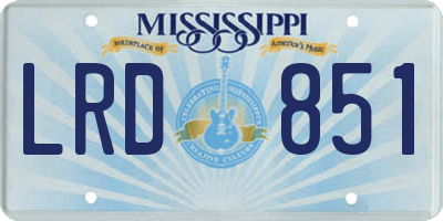 MS license plate LRD851