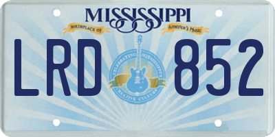 MS license plate LRD852