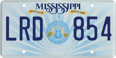 MS license plate LRD854