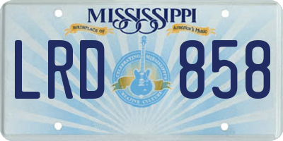 MS license plate LRD858