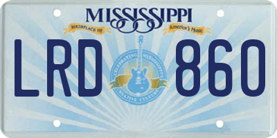 MS license plate LRD860